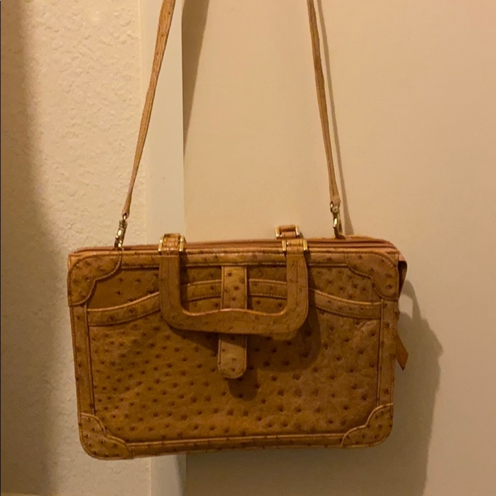 Camel Ostrich handbag